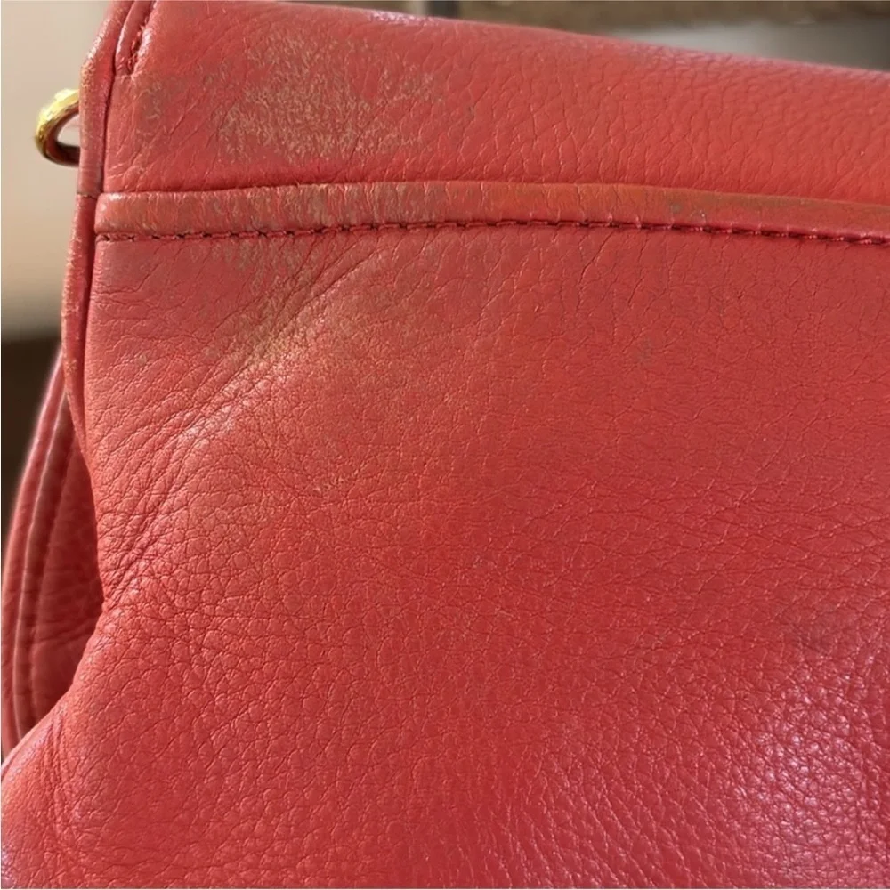 Tory Burch | Orange Amanda Leather Detachable Chain Crossbody Strap Clutch Bag